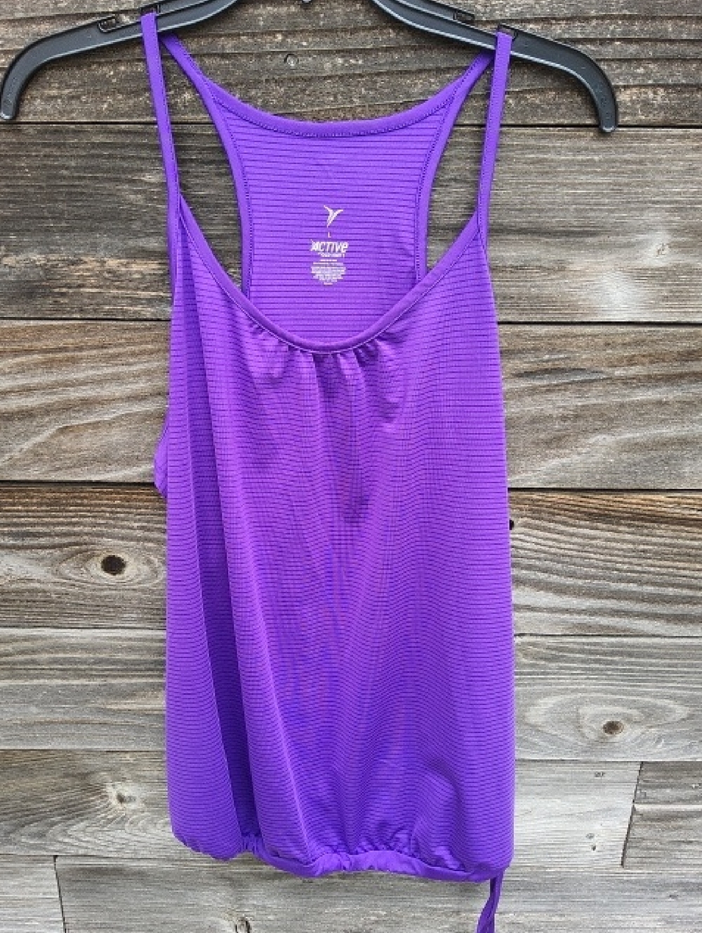 Active USA Purple Racerback Tank with Drawstring Hem Size Large